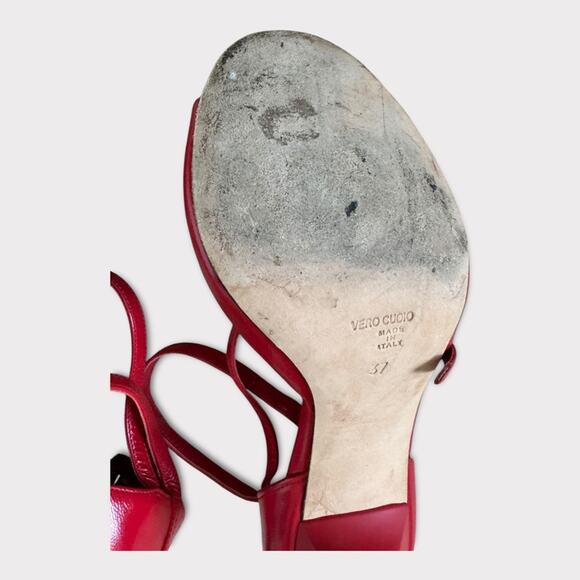 Tangolera Argentine Tango Red Vero Cuoio Italian Leather Strappy Heels- Size 6.5 - Picture 9 of 11